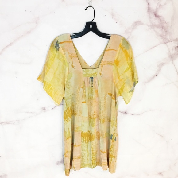 Anthropologie Tops - Anthropologie Maeve Painted Silk Tunic